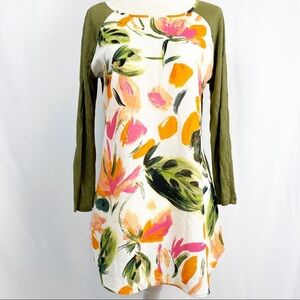 Charming Charlie Semi Sheer Green Floral Shirt